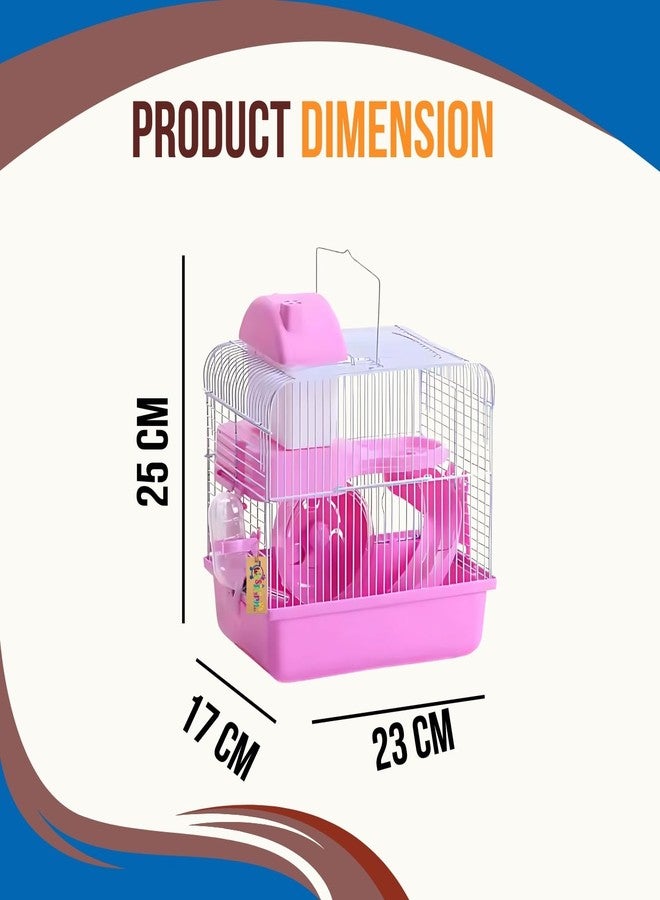 Western Era Hamster Cage 1 Floor- Wired Top for Easy Viewing, Built-in Handle for Portability, Fully Ventilated for Pet Comfort, Safe & Secure Transport, Gerbils, Small Pets, Food Tray & Water Bottle - Image 3